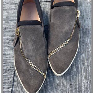 Furla grey and black suede sneaker with zipper accent EU size 39.5